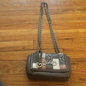 Brighton Leather Patchwork Chain Strap Bag